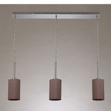 Deco Baymont 3 Light Linear Pendant in Polished Chrome Finish with 12cm Dual Faux Silk Shade, Taupe and Halo Gold DK0766