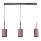 Deco Baymont 3 Light Linear Pendant in Satin Nickel Finish with 12cm Dual Faux Silk Shade, Taupe and Halo Gold DK0778