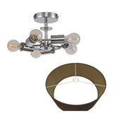 Deco Baymont 5 Light Flush in Polished Chrome Finish with 60cm Faux Silk Fabric Shade, Cocoa and Grecian Bronze DK0492