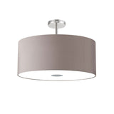 Deco Baymont 5 Light Flush in Polished Chrome Finish with 60cm Faux Silk Fabric Shade, Grey and White Laminate DK0496