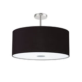 Deco Baymont 5 Light Semi Flush in Polished Chrome Finish with 60cm Faux Silk Fabric Shade, Black and Green Olive DK0465