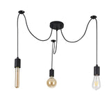 Deco Dreifa 3 Light Pendant in Black Finish with Distribution Box and Cable Support Brackets D0630