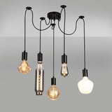 Deco Dreifa 5 Light Pendant in Black Finish with Distribution Box and Cable Support Brackets D0631