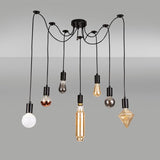 Deco Dreifa 7 Light Pendant in Black Finish with Distribution Box and Cable Support Brackets D0632