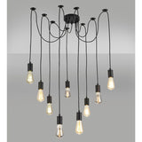 Deco Dreifa 9 Light Pendant in Black Finish with Distribution Box and Cable Support Brackets D0633