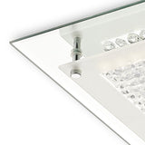 Deco Gina Ceiling, 42cm Square, Single Light Flush in Polished Chrome and Crystal Finish D0071