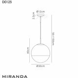 Deco Miranda 1 Light Medium Ball Pendant in Polished Chrome Finish With Mirrored and Clear Glass Globe D0125