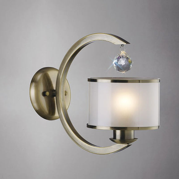 Diyas Lincoln 1 Light Wall Lamp in Satin Antique Brass IL31241