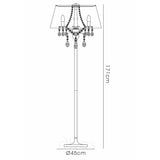 Diyas Olivia 3 Lights Floor Lamp with Cream Shade, Crystal and Antique Brass Finish IL30066/CR