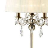 Diyas Olivia 3 Lights Floor Lamp with Cream Shade, Crystal and Antique Brass Finish IL30066/CR