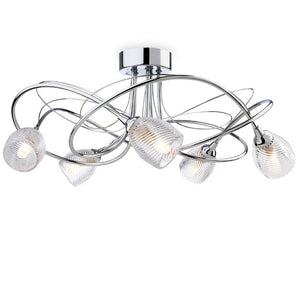 Firstlight Henley 5 Light Flush Ceiling Fitting Finished in Chrome with Clear Decorative Glass 7643CH