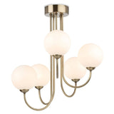 Firstlight Lyndon 5 Light Flush in Antique Brass Finish with Opal White Glass 2887AB