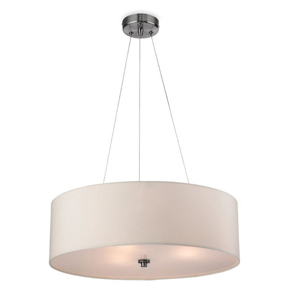 Firstlight Phoenix 3 Light Pendant in Brushed Steel Finish and Cream Shade 2314CR