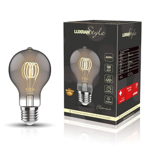 Luxram Classic Style LED Standard E27 Dimmable 220-240V 4W 2100K, 120lm, Smoke Finish, 3yrs Warranty 4600001 (3LT514Q)