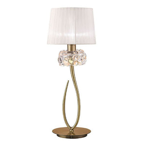 Mantra Loewe Single Lights Table Lamp Finished in Antique Brass With Cream Shades M4636AB