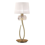 Mantra Loewe Single Lights Table Lamp Finished in Antique Brass With Cream Shades M4636AB