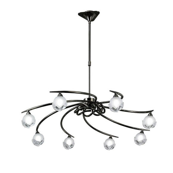 Mantra M0800BC Fragma 8 Light Telescopic Ceiling Pendant in Black Chrome Finish