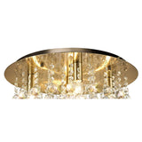 Deco Acton 5 Light Flush Ceiling Fitting in Antique Brass Finish and Sphere Crystal  D0189