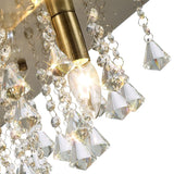 Deco Acton 5 Light Square Flush Ceiling Fitting in Antique Brass Finish and Prism Crystal D0190