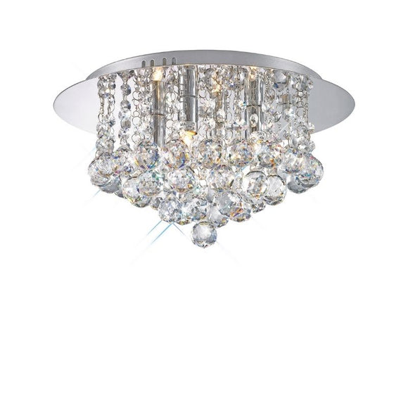 Deco D0002 Dahlia 4 Light Flush Ceiling Fitting in Polished Chrome and Clear Crystal