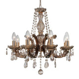 Deco Gabrielle 8 Light Chandelier With Acrylic Sconce and Glass Droplets in Mink Finish D0023