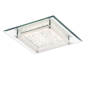 Deco D0069 Gina Ceiling, 28cm Square, Single Light Flush in Polished Chrome and Crystal Finish