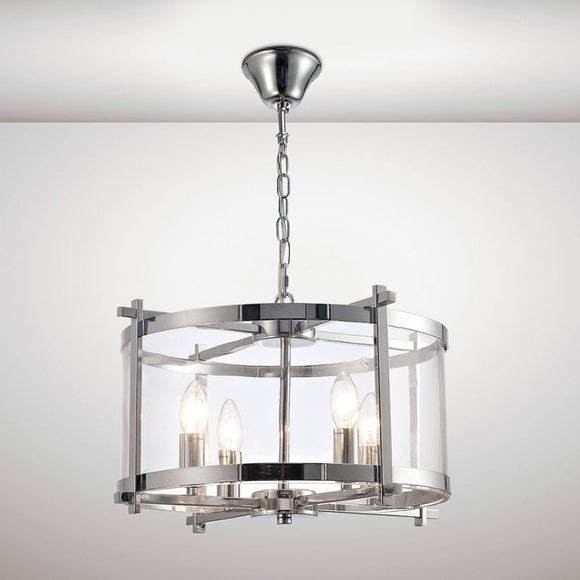 Deco D0089 Nolan Single Pendant 4 Light in Polished Chrome and Glass