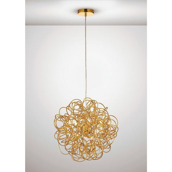 Deco Cassidy 6 Light Round Pendant Ceiling Fitting in Gold Finish D0091.