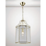 Deco D0095 Payton Single Light Hexagonal Pendant Lantern in French Gold Finish and Clear Glass