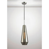 Deco D0108 Markus 1 Light Single Slim Cone Pendant in Polished Chrome Finish and Smoke Black Glass