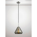 Deco D0109 Markus 1 Light Single Medium Cone Pendant in Polished Chrome Finish and Smoke Black Glass