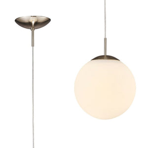 Deco D0122 Miranda 1 Light Small Ball Pendant in Satin Nickel Finish With Frosted White Glass Globe