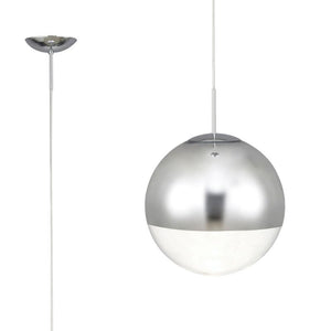 Deco D0124 Miranda 1 Light Small Ball Pendant in Polished Chrome Finish With Mirrored and Clear Glass Globe