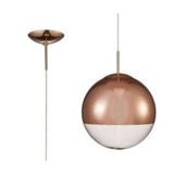 Deco Miranda 1 Light Medium Ball Pendant in Copper Finish With Copper Mirrored and Clear Glass Globe D0127