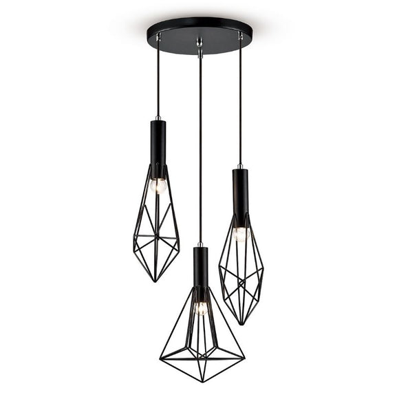 Deco D0139 Kristoff 3 Light Ceiling Pendant in Black Finish