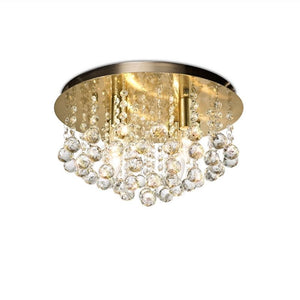 Deco Acton 4 Light Flush Ceiling Fitting in Antique Brass Finish and Sphere Crystal D0187