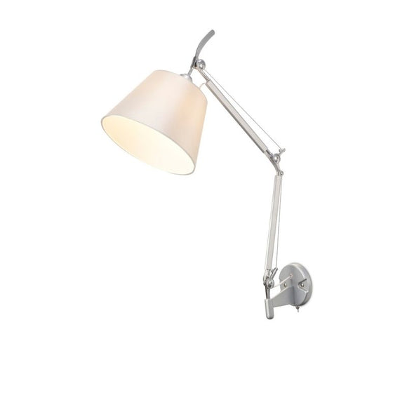 Deco D0234 Karis Single Light Adjustable Wall Lamp in Sliver and Polished Chrome Finish With Cream Pearl Shade