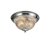 Deco D0404 Macy IP44 2 Light Flush Ceiling in Polished Chrome Finish With Clear Ribbed Glass