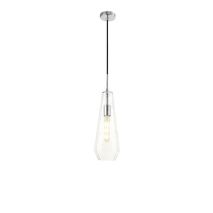 Deco D0601 Markus 1 Light Single Slim Cone Pendant in Polished Chrome Finish and Clear Glass