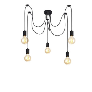 Deco D0631 Dreifa 5 Light Pendant in Black Finish with Distribution Box and Cable Support Brackets