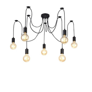 Deco D0632 Dreifa 7 Light Pendant in Black Finish with Distribution Box and Cable Support Brackets