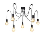 Deco D0632 Dreifa 7 Light Pendant in Black Finish with Distribution Box and Cable Support Brackets