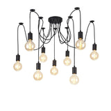 Deco D0633 Dreifa 9 Light Pendant in Black Finish with Distribution Box and Cable Support Brackets