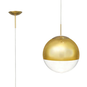 Deco D0655 Miranda 1 Light Small Ball Pendant in Antique Gold Finish With Gold Mirrored and Clear Glass Globe