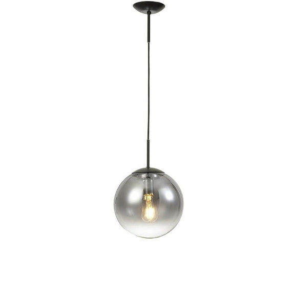 Deco D0706 Miranda 1 Light Small Ball Pendant in Black Finish With Matt Black and Smoke Fade Glass Globe