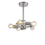 Deco DK0465 Baymont 5 Light Semi Flush in Polished Chrome Finish with 60cm Faux Silk Fabric Shade, Black and Green Olive