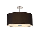 Deco DK0465 Baymont 5 Light Semi Flush in Polished Chrome Finish with 60cm Faux Silk Fabric Shade, Black and Green Olive