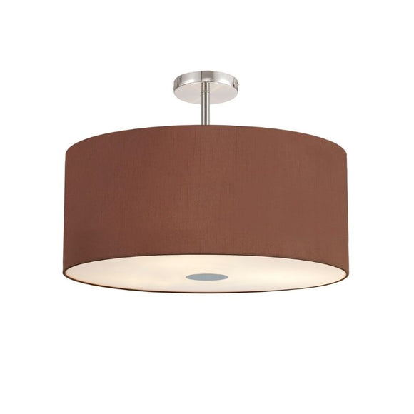 Deco DK0492 Baymont 5 Light Flush in Polished Chrome Finish with 60cm Faux Silk Fabric Shade, Cocoa and Grecian Bronze