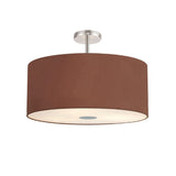 Deco DK0492 Baymont 5 Light Flush in Polished Chrome Finish with 60cm Faux Silk Fabric Shade, Cocoa and Grecian Bronze