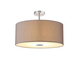 Deco DK0496 Baymont 5 Light Flush in Polished Chrome Finish with 60cm Faux Silk Fabric Shade, Grey and White Laminate